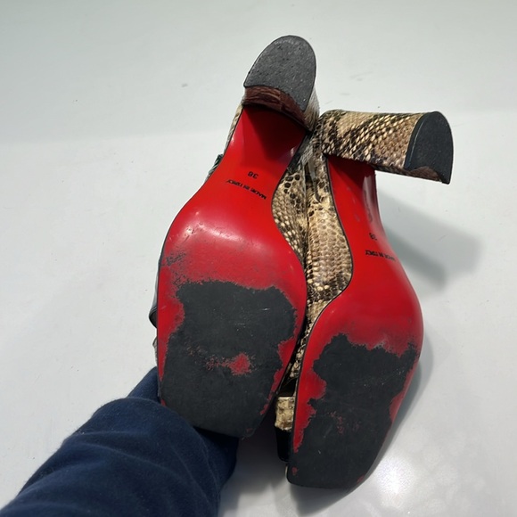 Snake skin patterned leather - open toe and heel - Picture 3 of 4